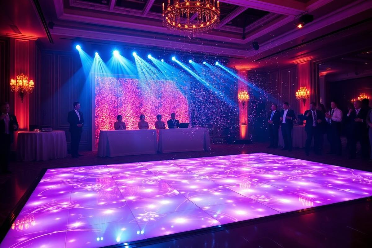 Modular LED dance floor at a celebration